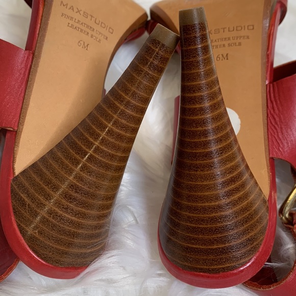 🆕NWOB MaxStudio Red Leather Strappy Heels, 6M - Picture 7 of 11